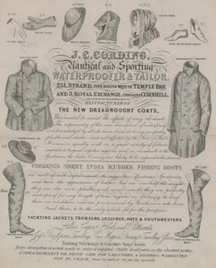Publicité pour J C Cording, imperméabilisant et tailleur - English School