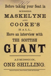 Publicité pour le hall de Messrs Maskelyne et Cooke - English School
