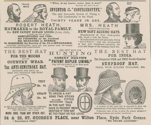 Publicité pour Robert Heath, chapelier de la famille royale - English School