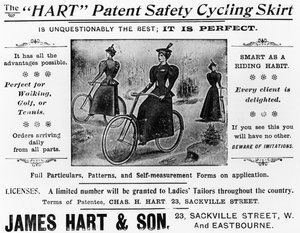 Publicité pour la jupe de sécurité brevetée Hart, vers 1897