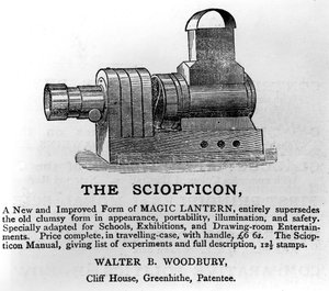 Publicité pour The Sciopticon, vers 1860s