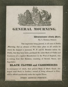 Publicité pour W P et E Dudden, Westminster Cloth Mart, 7 Tothill Street - English School