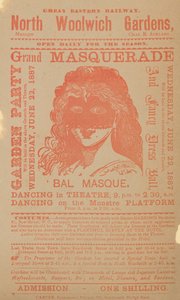 Annonce pour une fête de jardin et un grand bal masqué