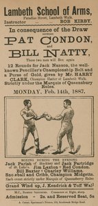 Annonce pour un match de boxe entre Pat Condon et Bill Natty