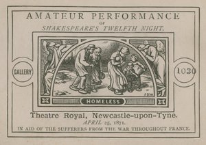 Annonce pour une performance amateur de La Nuit des rois de Shakespeare