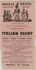 Annonce pour une apparition de Joseph Gantonio, le jeune géant italien