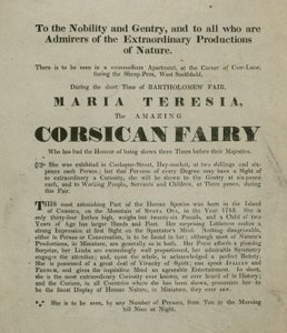 Publicité pour une apparition de Madame Maria Teresia, la Fée Corse - English School