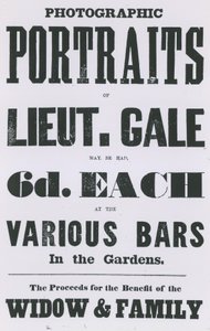Publicité pour les portraits photographiques du Lieutenant Gale - English School