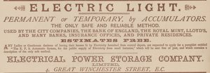 Publicité pour la Electrical Power Storage Company - English School