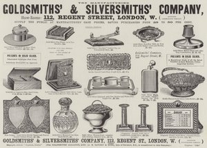 Publicité, compagnie des orfèvres et des argentiers (gravure) - English School