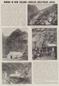Publicité, exploitation minière en Nouvelle-Zélande, Achilles Gold-Fields (gravure) - English School