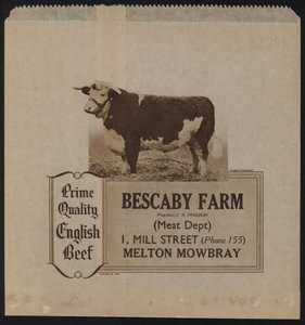 Publicité pour le bœuf de Bescaby Farm - English School