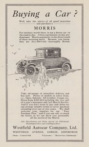 Publicité pour les voitures Morris, 1926