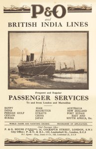 Publicité pour P et O et British India Lines (lithographie en couleur) - English School