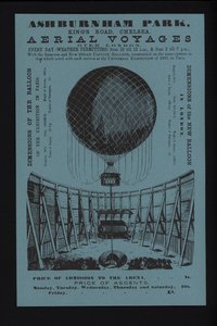 Publicité pour les ascensions en ballon captif depuis Ashburnham Park, King