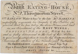 Publicité pour le Bank Eating House