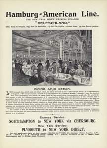 Publicité pour la Hamburg-American Line, le nouveau paquebot express à double hélice, Deutschland
