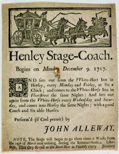 Publicité pour le Carrosse de Henley, 1717 - English School