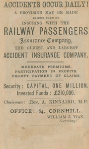 Publicité pour la Railway Passenger Assurance Company - English School