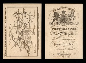 Publicité pour le Swan Inn, Windsor, Berkshire, propriétaire William Humphries