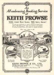 Publicité pour les services de réservation de billets de Keith Prowse & Co, Ltd - English School
