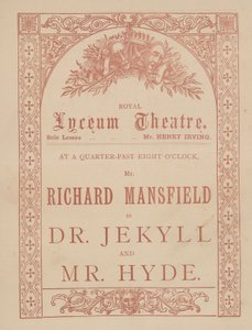 Carte publicitaire pour le Lyceum Theatre, Dr Jekyll et Mr Hyde avec Richard Mansfield