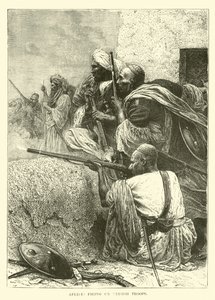 Afridis tirant sur les troupes britanniques - English School
