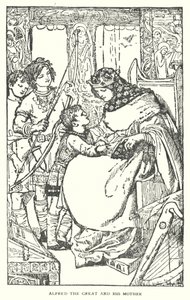 Alfred le Grand et sa Mère (lithographie) - English School