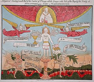 Peinture allégorique sous celle de St. George avec le Dragon dans la Nef de la Chapelle de la Trinité, de 