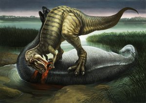 Allosaurus mangeant un Apatosaurus