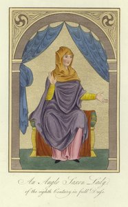 Une dame anglo-saxonne du 8ème siècle en grande tenue - English School