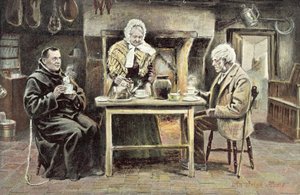 Un foyer irlandais (lithographie en couleur) - English School