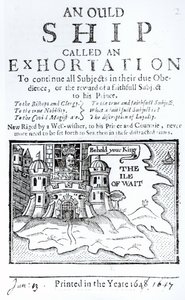 Un vieux navire appelé une exhortation, Charles Ier emprisonné au château de Carisbrooke sur l