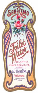 Étiquette de parfum art nouveau pour "eau de toilette san remo", c.1900