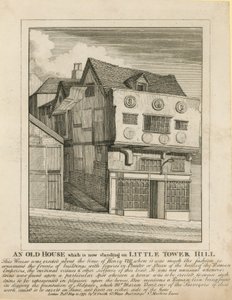 Une vieille maison qui se trouve encore sur Little Tower Hill, Londres - English School