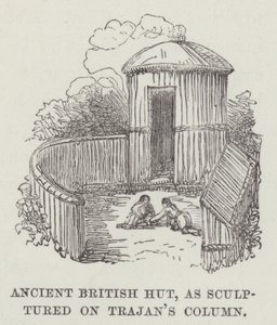 Hutte britannique ancienne, sculptée sur la colonne de Trajan (gravure) - English School