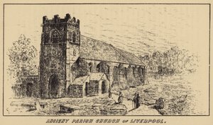Ancienne église paroissiale de Liverpool (gravure) - English School