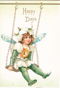Ange se balançant, Carte de Noël - English School