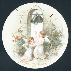 Anges sonnant des cloches, Carte de Noël - English School