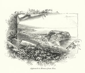 Approche de Monaco depuis Nice (gravure) - English School