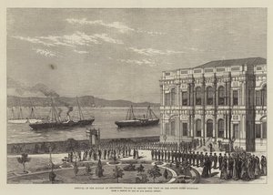 Arrivée du sultan au palais de Beglerbeg pour rendre visite au grand-duc Nicolas (gravure) - English School