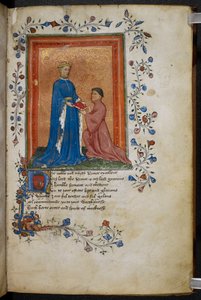Thomas Hoccleve présentant son livre 
