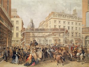 Au bas de Ludgate Hill, Londres, publié et imprimé par Kell Brothers, vers 1860