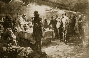 Au travail dans un poste de secours en cave sous un fort de Verdun, 1914-19