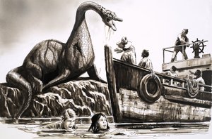 Attaque par un reptile préhistorique - English School