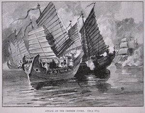 Attaque des jonques chinoises en 1841 - English School