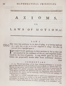 Axiomes, ou Lois du Mouvement, du Volume I des Principes mathématiques de la philosophie naturelle par Sir Isaac Newton (1642-1727) 1777