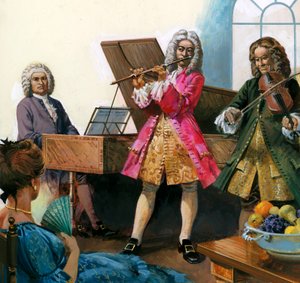 Bach jouant de la musique avec les membres de sa propre famille