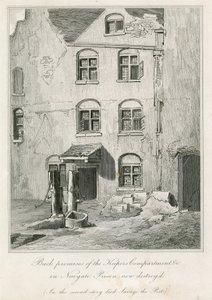 Arrière des locaux du compartiment des gardiens à la prison de Newgate. Au deuxième étage est mort le poète Richard Savage