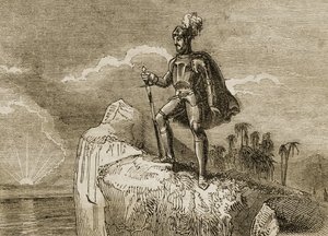 La première vue du Pacifique par Balboa en 1513, illustration de 